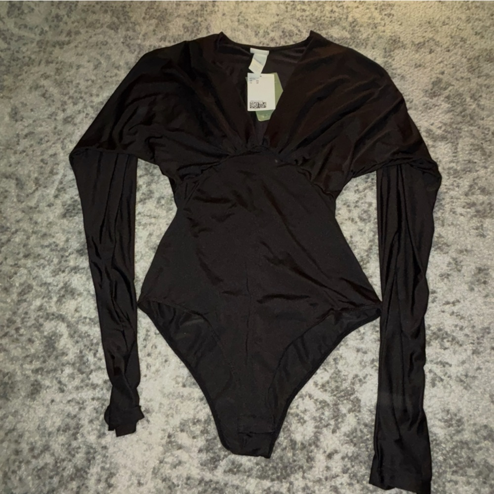 NWT H&M Long Sleeve Bodysuit Black Size: XS